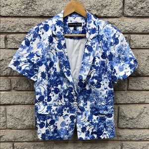 Blue and White Floral Blazer